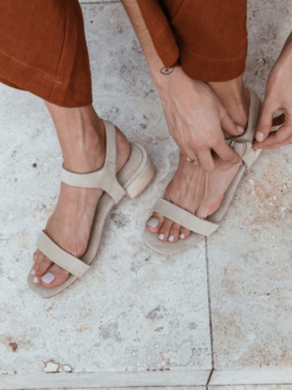St Agni Adalene Strap Sandal in Sand, Size 35 | US 5